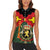Belgium Women Sleeveless Polo Shirt with Royal Coat of Arms Crown Lion Red Green Checker Spirit