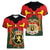 Belgium Women V-Neck T-Shirt with Royal Coat of Arms Crown Lion Red Green Checker Spirit