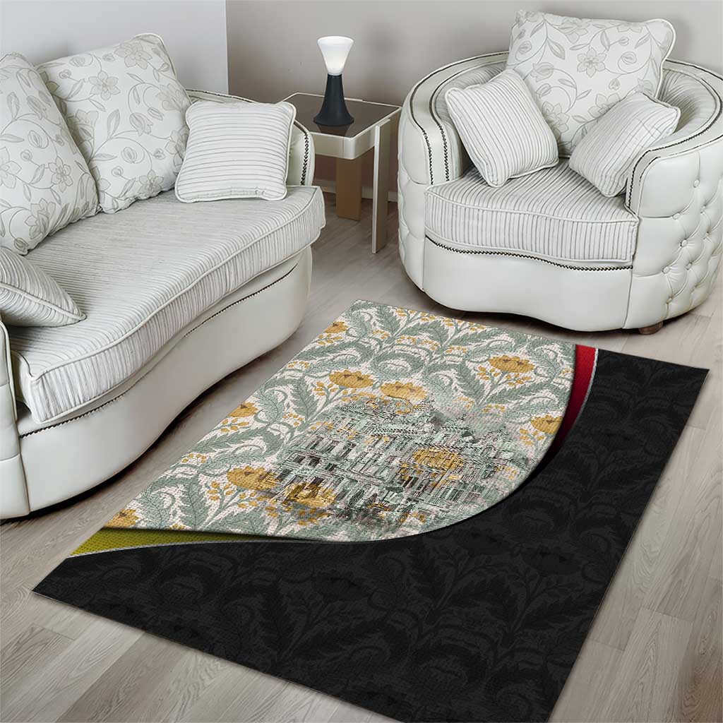 Belgium Area Rug with Grand Place Brussels Art Nouveau Floral Spirit
