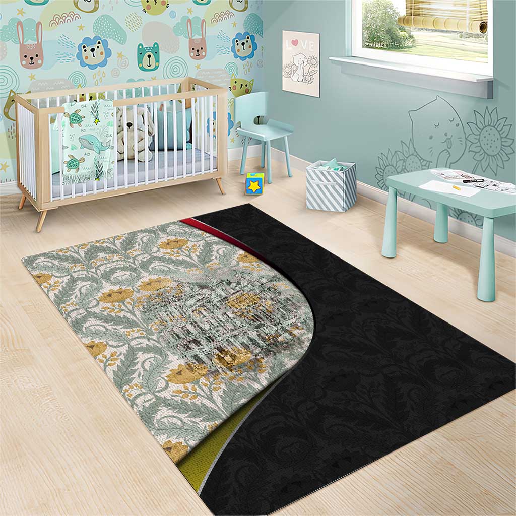 Belgium Area Rug with Grand Place Brussels Art Nouveau Floral Spirit