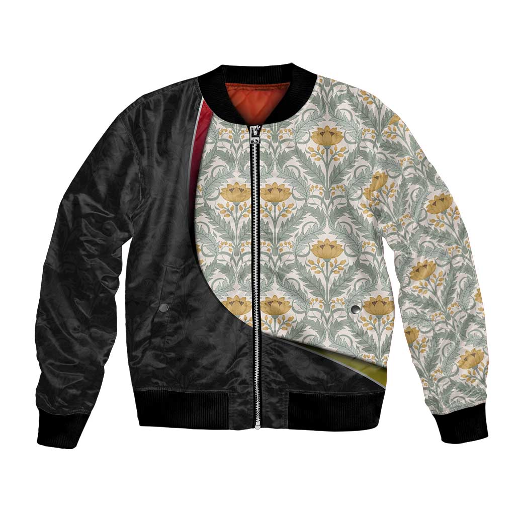 Belgium Bomber Jacket with Grand Place Brussels Art Nouveau Floral Spirit