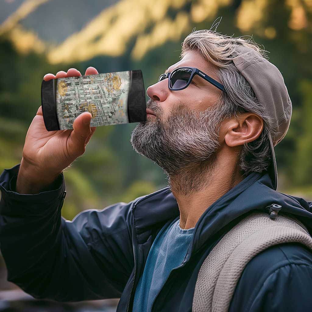 Belgium 4 in 1 Can Cooler Tumbler with Grand Place Brussels Art Nouveau Floral Spirit