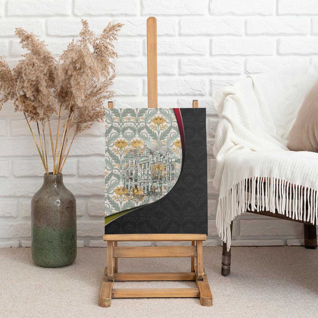 Belgium Canvas Wall Art with Grand Place Brussels Art Nouveau Floral Spirit