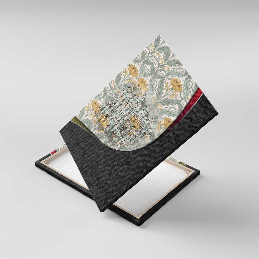 Belgium Canvas Wall Art with Grand Place Brussels Art Nouveau Floral Spirit