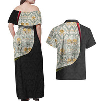 Belgium Couples Matching Off Shoulder Maxi Dress and Hawaiian Shirt with Grand Place Brussels Art Nouveau Floral Spirit