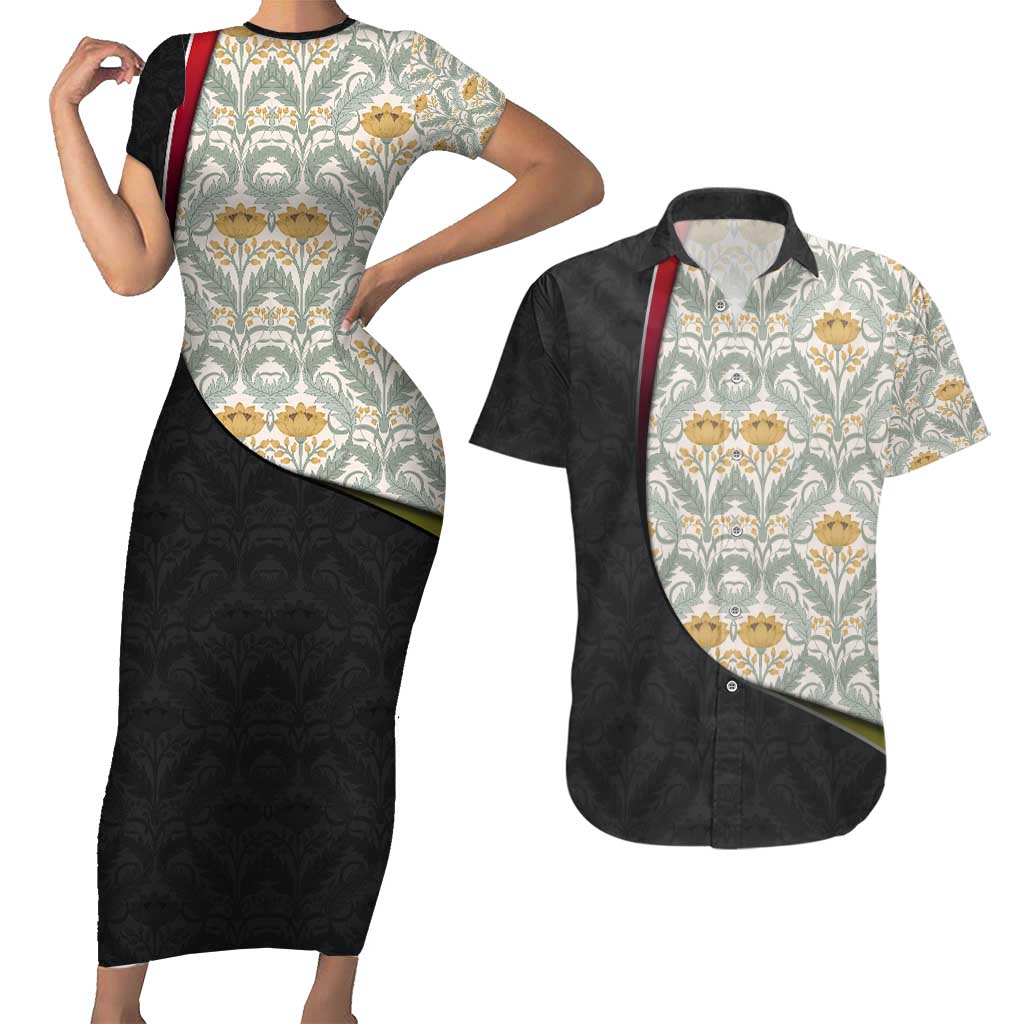 Belgium Couples Matching Short Sleeve Bodycon Dress and Hawaiian Shirt with Grand Place Brussels Art Nouveau Floral Spirit