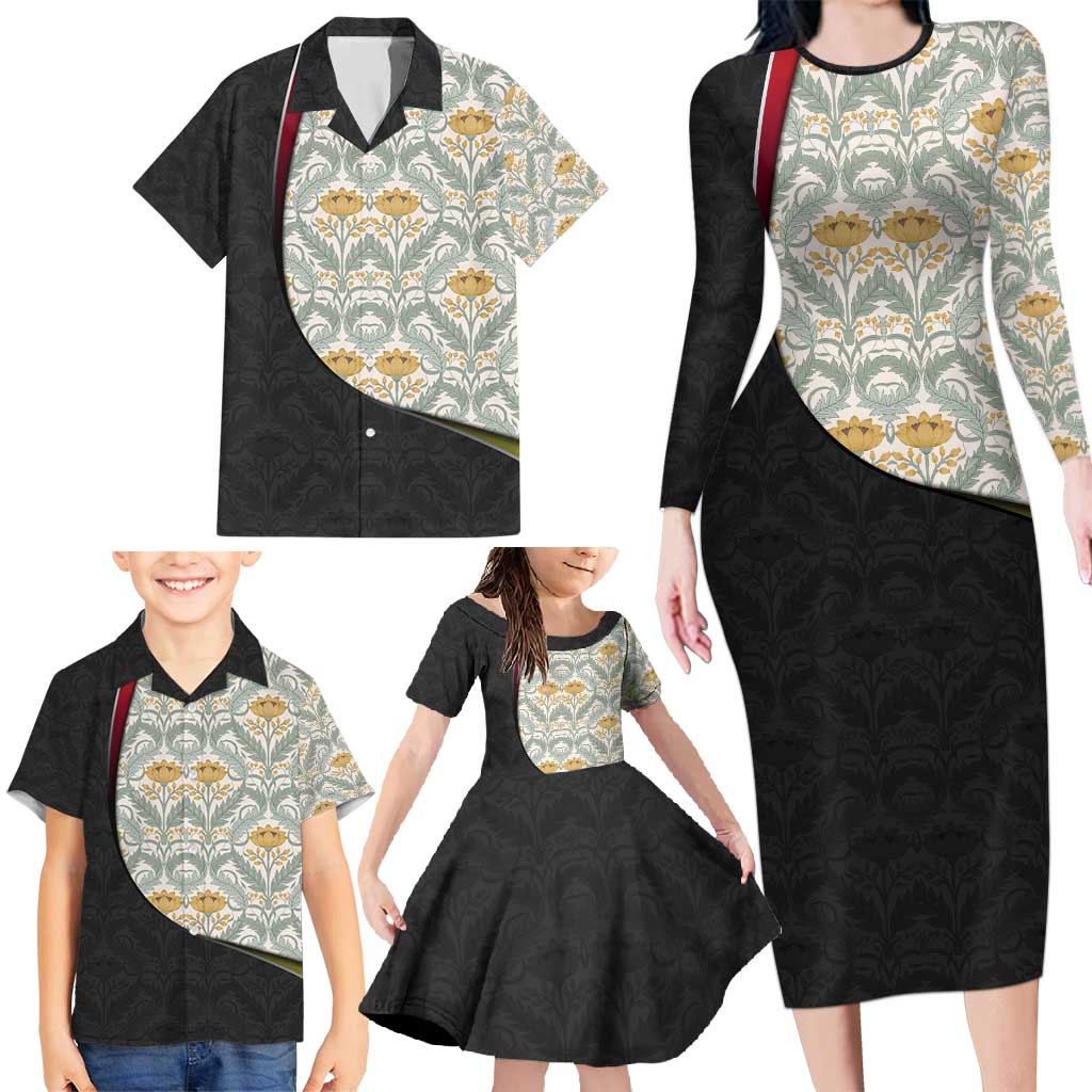 Belgium Family Matching Long Sleeve Bodycon Dress and Hawaiian Shirt with Grand Place Brussels Art Nouveau Floral Spirit