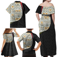 Belgium Family Matching Off Shoulder Maxi Dress and Hawaiian Shirt with Grand Place Brussels Art Nouveau Floral Spirit