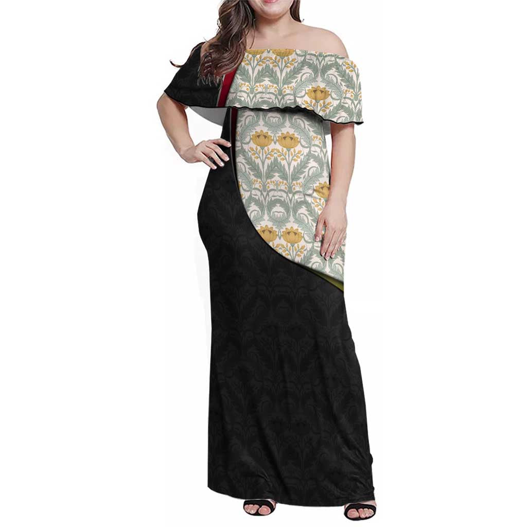 Belgium Family Matching Off Shoulder Maxi Dress and Hawaiian Shirt with Grand Place Brussels Art Nouveau Floral Spirit