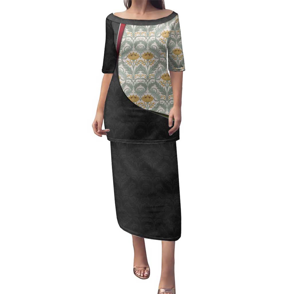 Belgium Family Matching Puletasi and Hawaiian Shirt with Grand Place Brussels Art Nouveau Floral Spirit