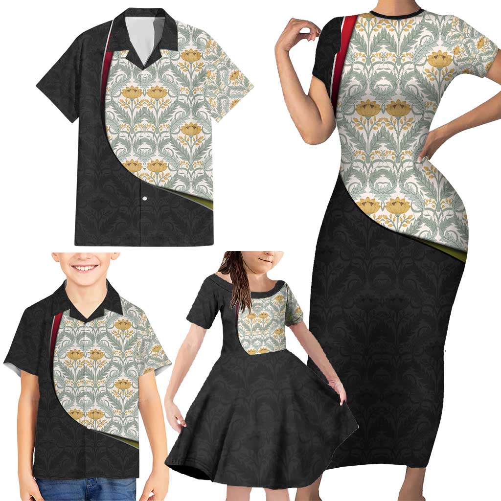 Belgium Family Matching Short Sleeve Bodycon Dress and Hawaiian Shirt with Grand Place Brussels Art Nouveau Floral Spirit