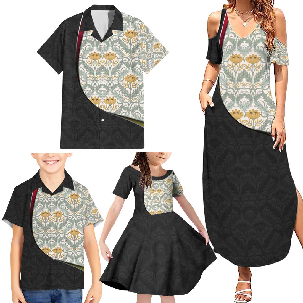 Belgium Family Matching Summer Maxi Dress and Hawaiian Shirt with Grand Place Brussels Art Nouveau Floral Spirit