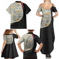 Belgium Family Matching Summer Maxi Dress and Hawaiian Shirt with Grand Place Brussels Art Nouveau Floral Spirit
