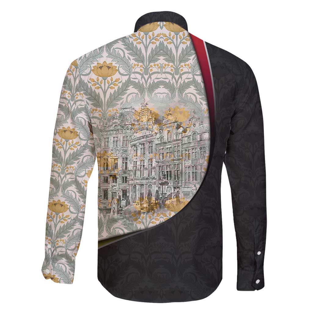 Belgium Family Matching Summer Maxi Dress and Hawaiian Shirt with Grand Place Brussels Art Nouveau Floral Spirit