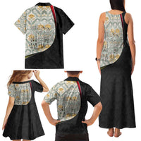 Belgium Family Matching Tank Maxi Dress and Hawaiian Shirt with Grand Place Brussels Art Nouveau Floral Spirit