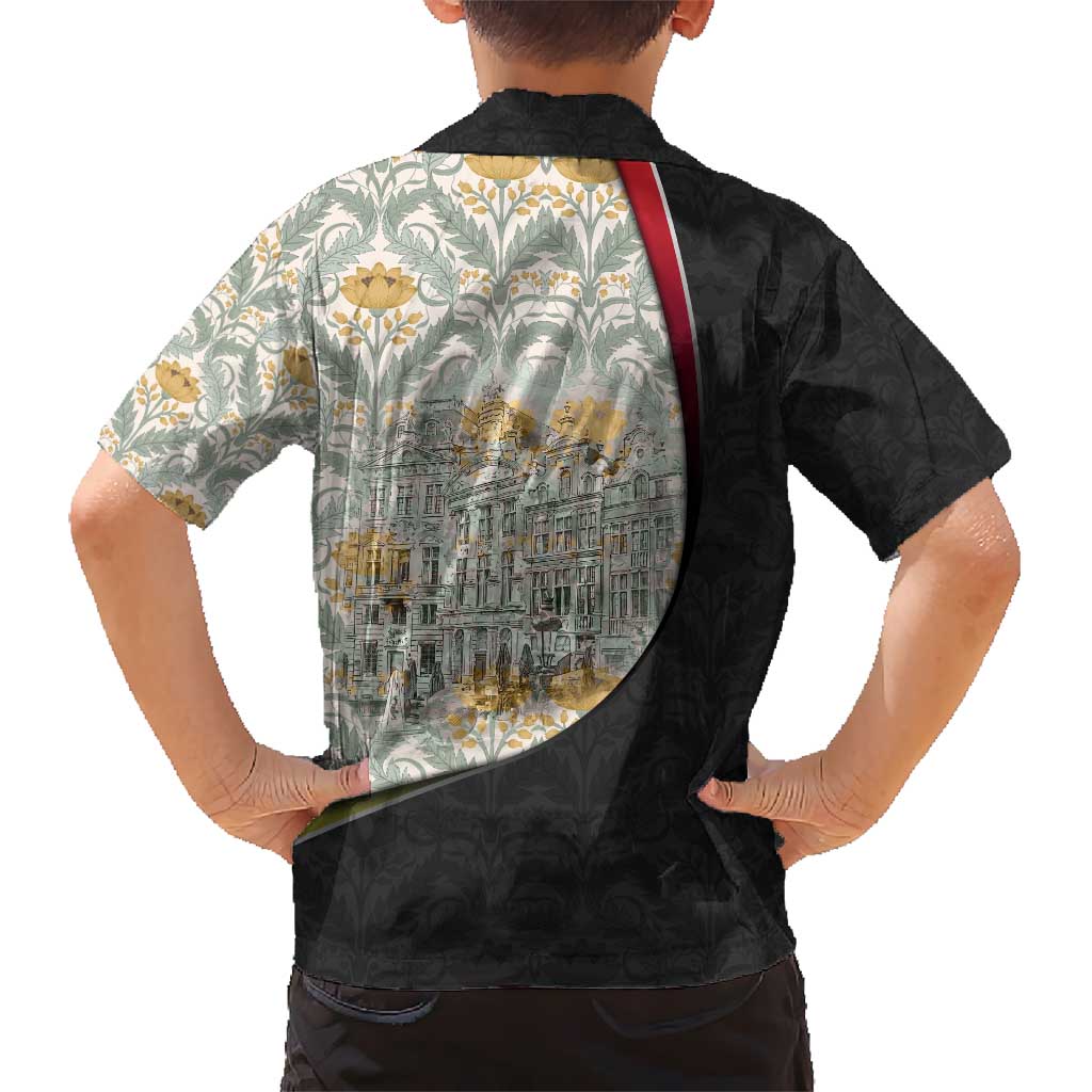 Belgium Hawaiian Shirt with Grand Place Brussels Art Nouveau Floral Spirit