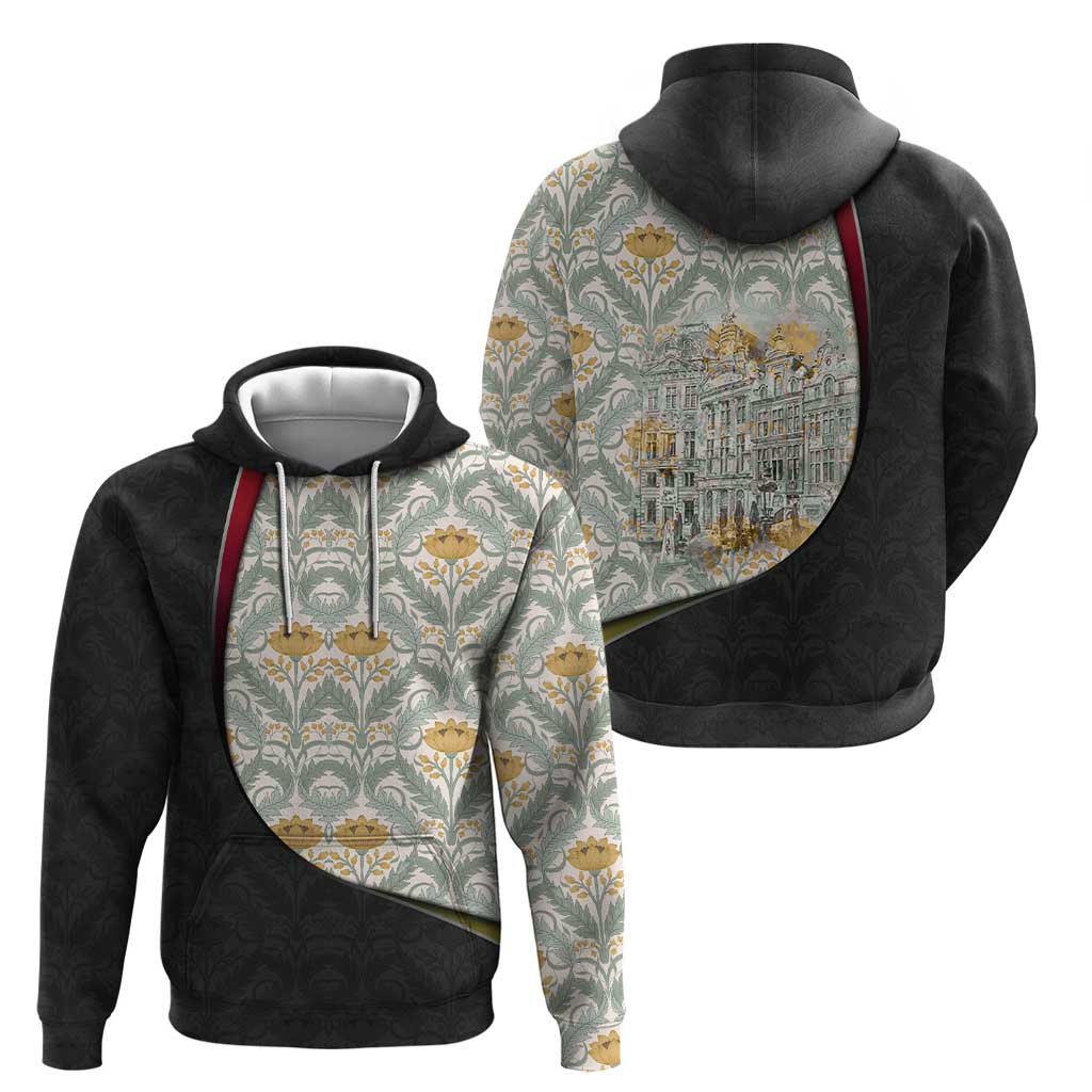 Belgium Hoodie with Grand Place Brussels Art Nouveau Floral Spirit