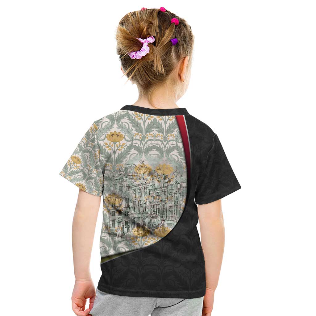 Belgium Kid T Shirt with Grand Place Brussels Art Nouveau Floral Spirit