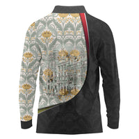 Belgium Long Sleeve Polo Shirt with Grand Place Brussels Art Nouveau Floral Spirit