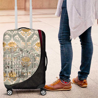 Belgium Luggage Cover with Grand Place Brussels Art Nouveau Floral Spirit