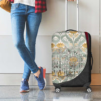 Belgium Luggage Cover with Grand Place Brussels Art Nouveau Floral Spirit