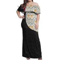 Belgium Off Shoulder Maxi Dress with Grand Place Brussels Art Nouveau Floral Spirit