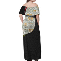 Belgium Off Shoulder Maxi Dress with Grand Place Brussels Art Nouveau Floral Spirit