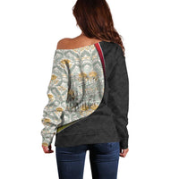 Belgium Off Shoulder Sweater with Grand Place Brussels Art Nouveau Floral Spirit