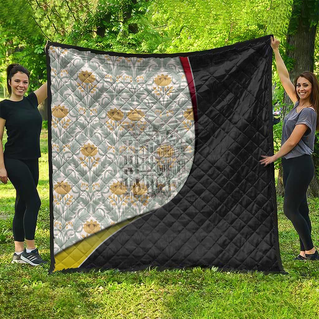 Belgium Quilt with Grand Place Brussels Art Nouveau Floral Spirit