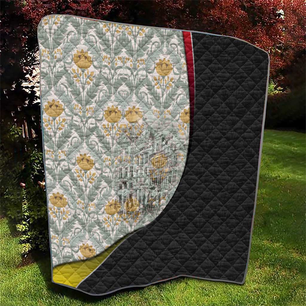Belgium Quilt with Grand Place Brussels Art Nouveau Floral Spirit