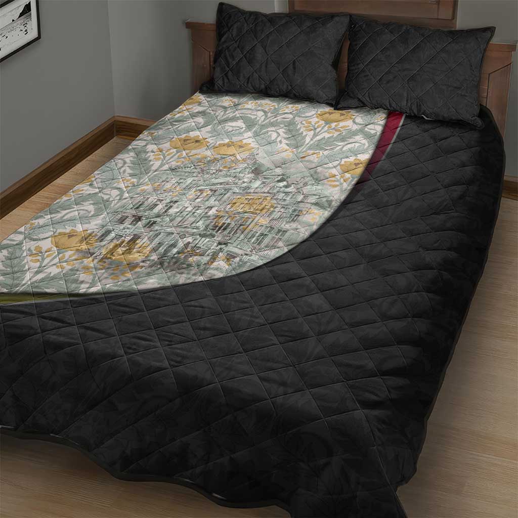 Belgium Quilt Bed Set with Grand Place Brussels Art Nouveau Floral Spirit