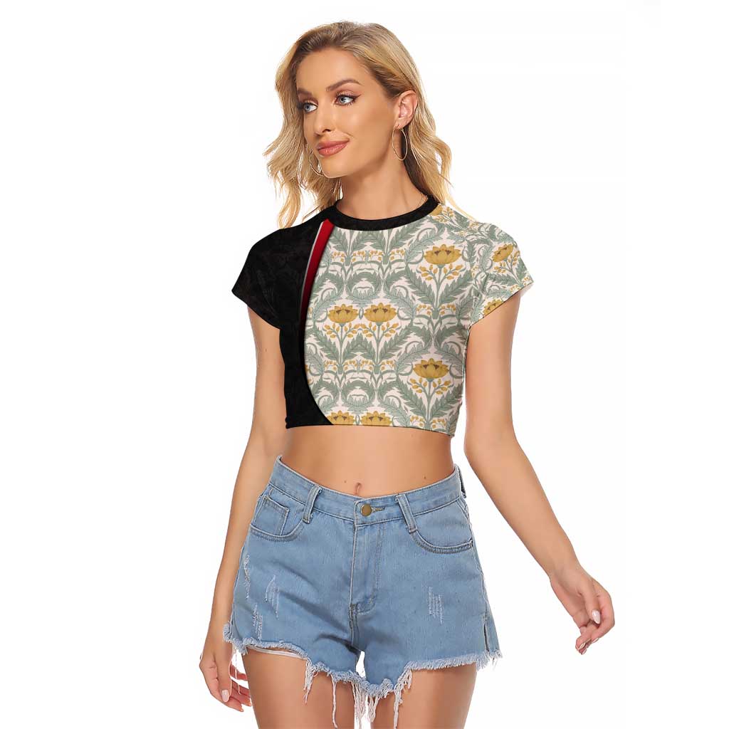 Belgium Raglan Cropped T Shirt with Grand Place Brussels Art Nouveau Floral Spirit