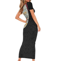 Belgium Short Sleeve Bodycon Dress with Grand Place Brussels Art Nouveau Floral Spirit