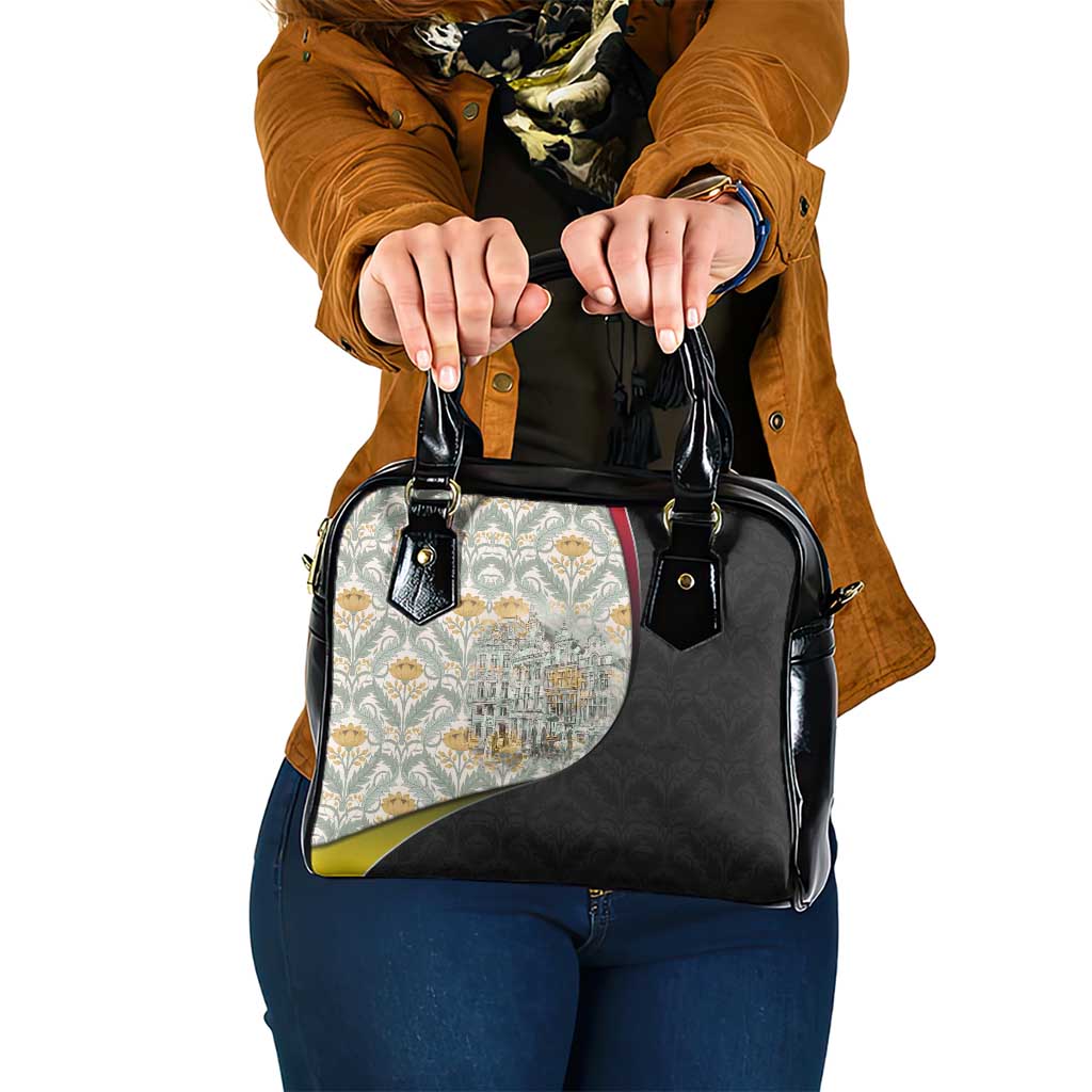 Belgium Shoulder Handbag with Grand Place Brussels Art Nouveau Floral Spirit