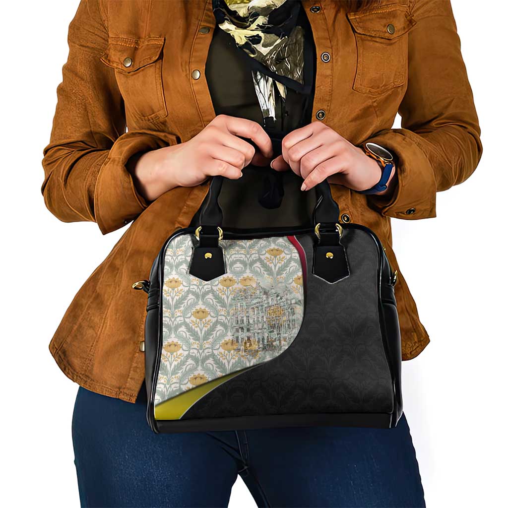 Belgium Shoulder Handbag with Grand Place Brussels Art Nouveau Floral Spirit