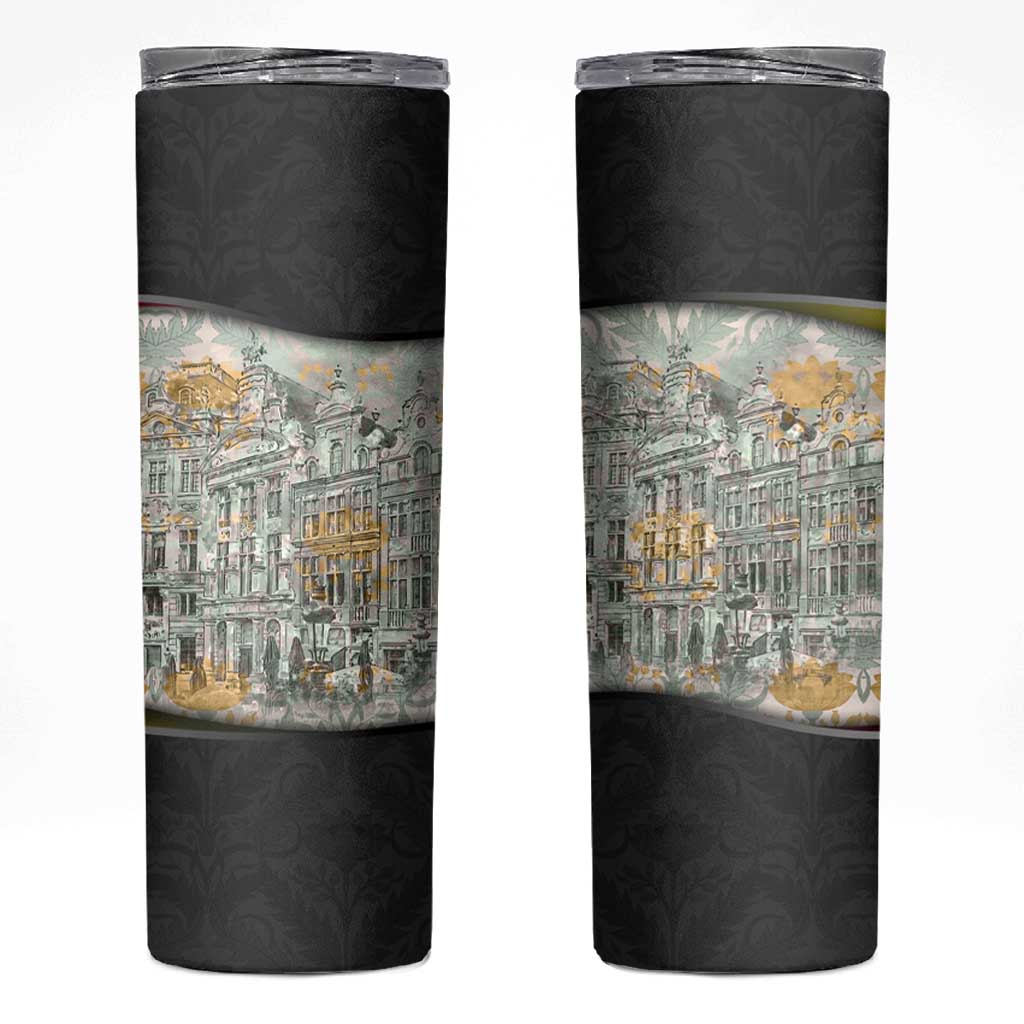 Belgium Skinny Tumbler with Grand Place Brussels Art Nouveau Floral Spirit