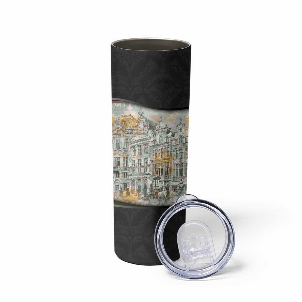Belgium Skinny Tumbler with Grand Place Brussels Art Nouveau Floral Spirit