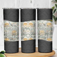 Belgium Skinny Tumbler with Grand Place Brussels Art Nouveau Floral Spirit