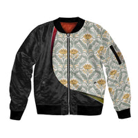 Belgium Sleeve Zip Bomber Jacket with Grand Place Brussels Art Nouveau Floral Spirit