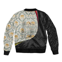Belgium Sleeve Zip Bomber Jacket with Grand Place Brussels Art Nouveau Floral Spirit