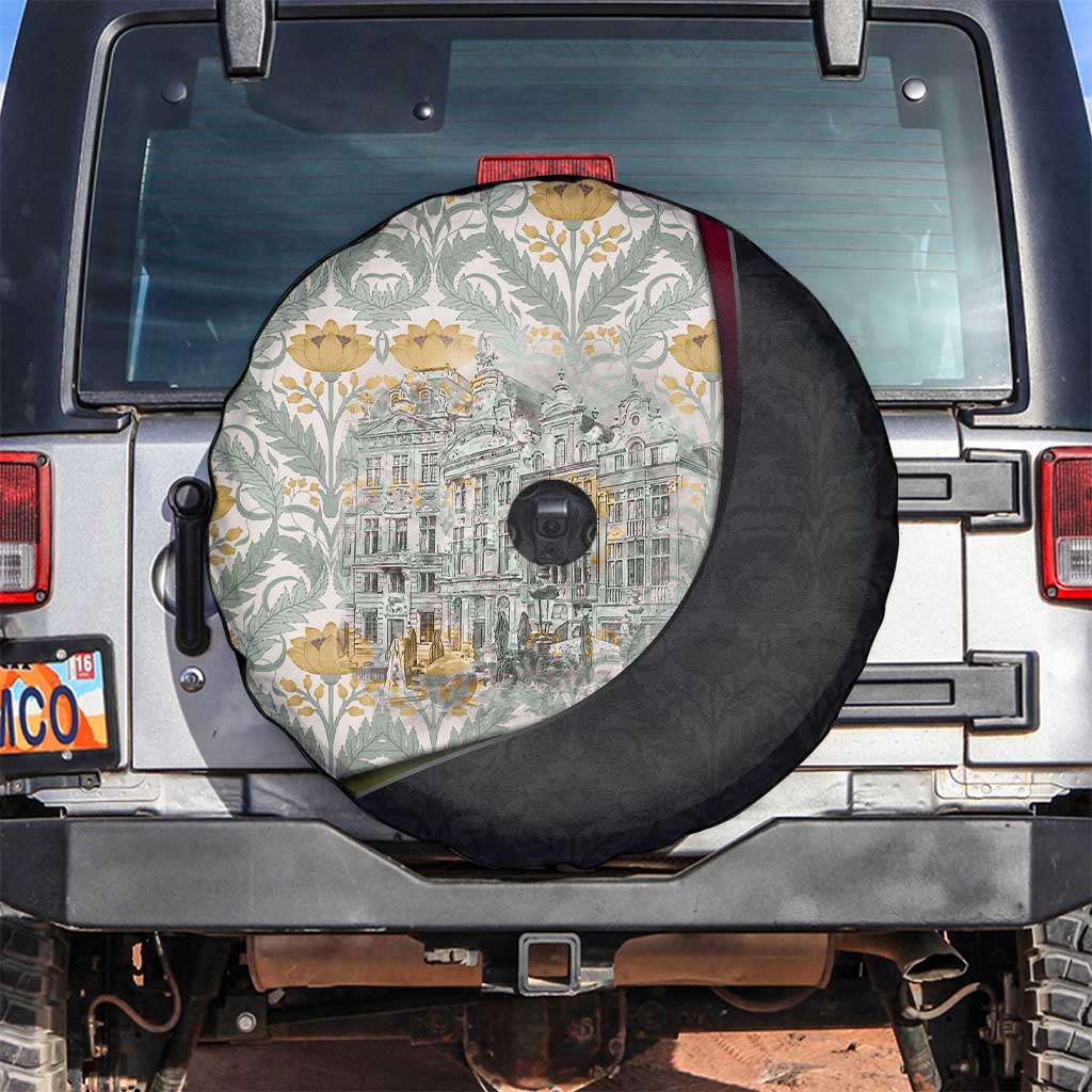 Belgium Spare Tire Cover with Grand Place Brussels Art Nouveau Floral Spirit
