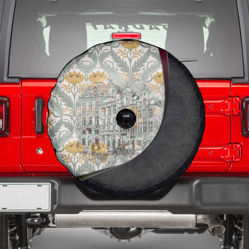Belgium Spare Tire Cover with Grand Place Brussels Art Nouveau Floral Spirit