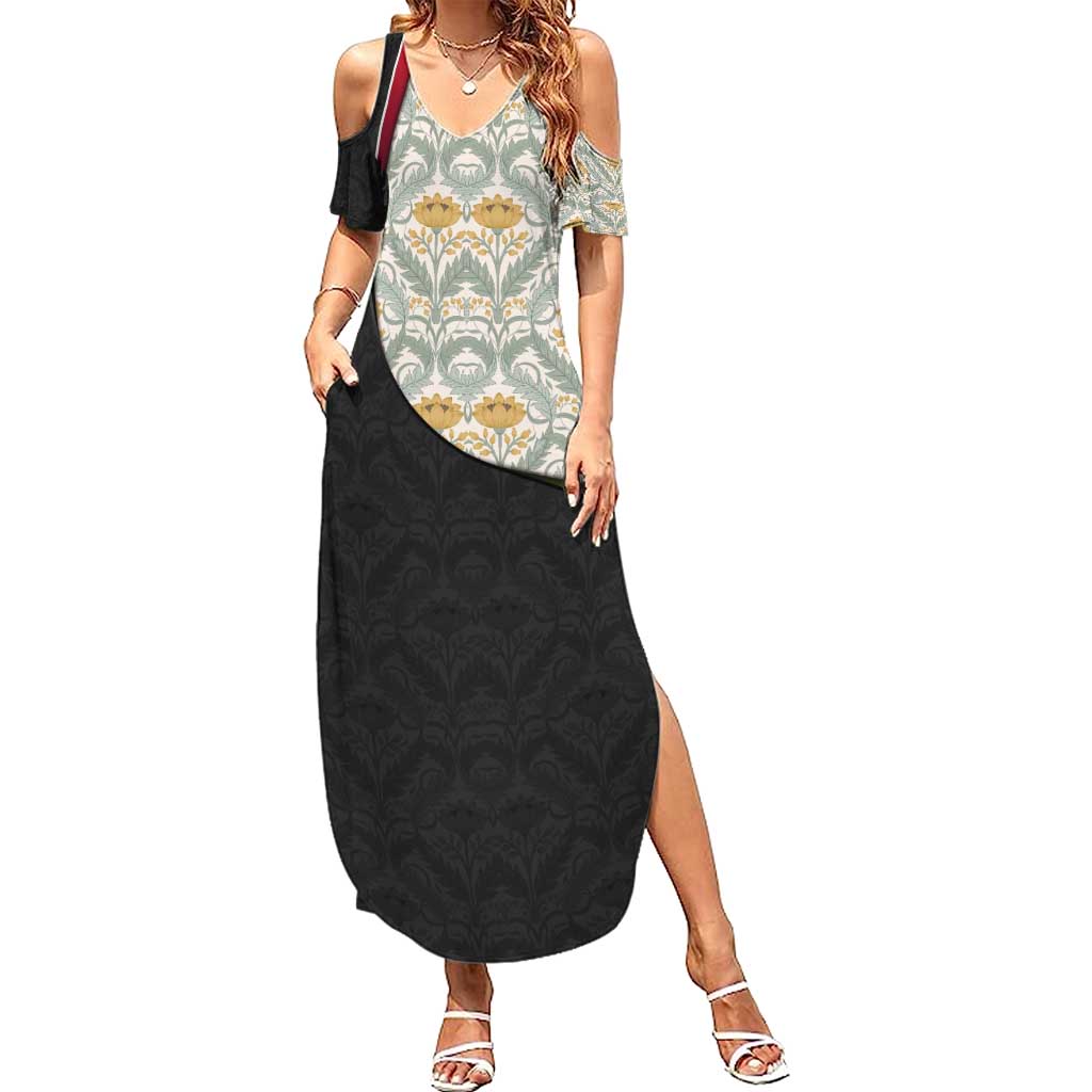 Belgium Summer Maxi Dress with Grand Place Brussels Art Nouveau Floral Spirit