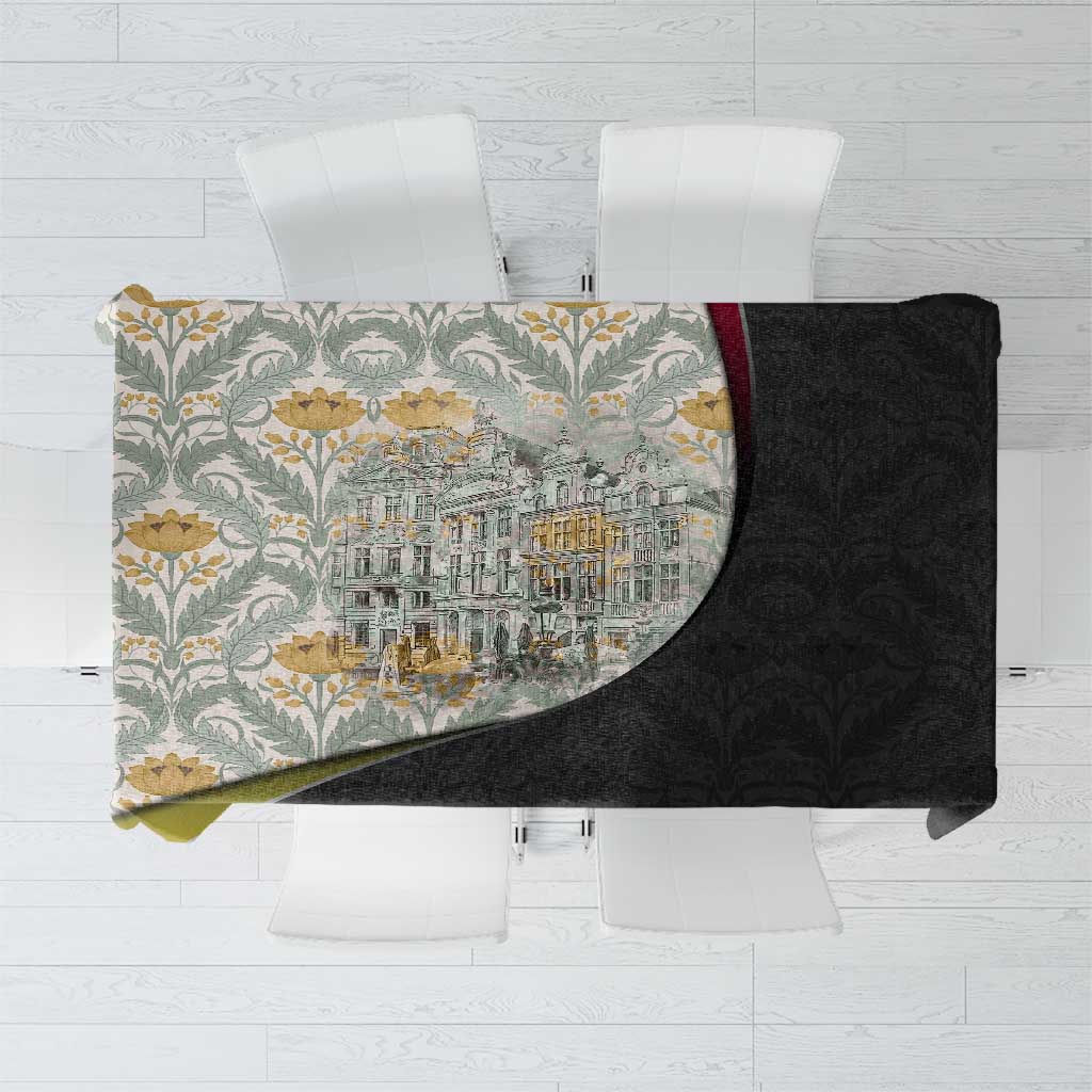 Belgium Tablecloth with Grand Place Brussels Art Nouveau Floral Spirit