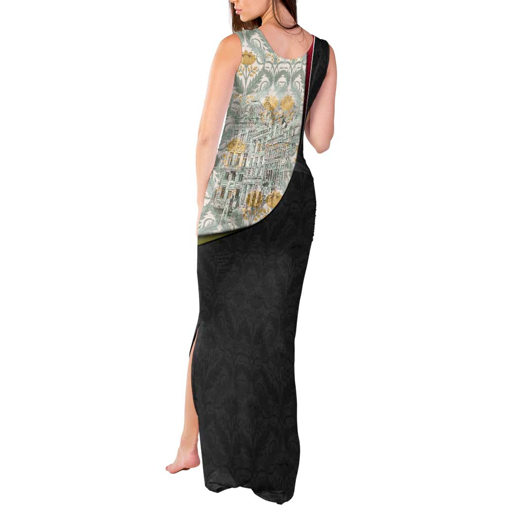 Belgium Tank Maxi Dress with Grand Place Brussels Art Nouveau Floral Spirit