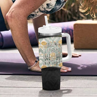 Belgium Tumbler With Handle with Grand Place Brussels Art Nouveau Floral Spirit