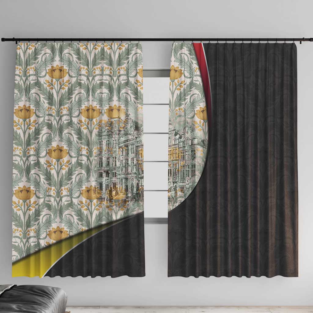 Belgium Window Curtain with Grand Place Brussels Art Nouveau Floral Spirit