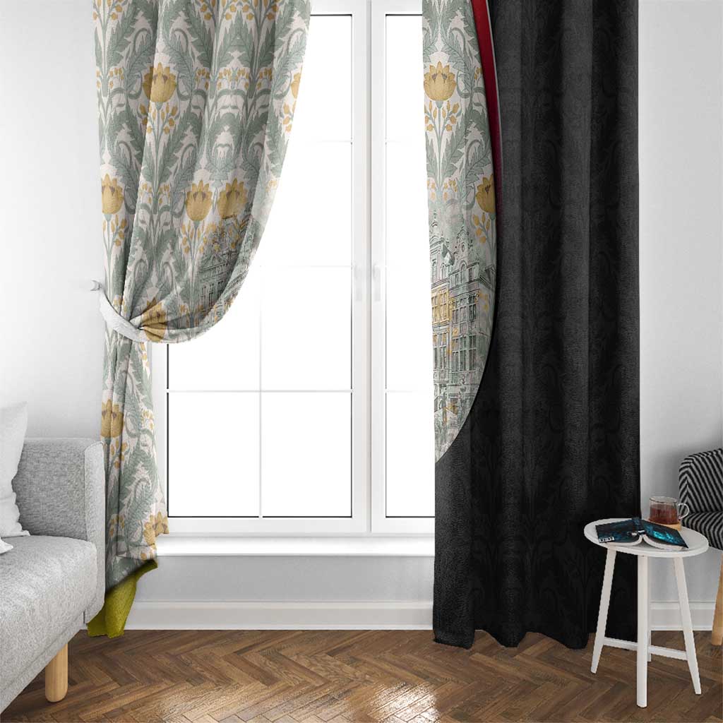Belgium Window Curtain with Grand Place Brussels Art Nouveau Floral Spirit