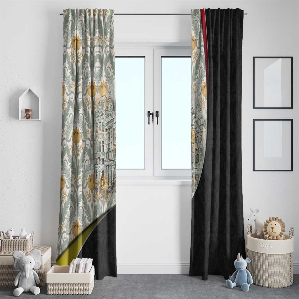 Belgium Window Curtain with Grand Place Brussels Art Nouveau Floral Spirit
