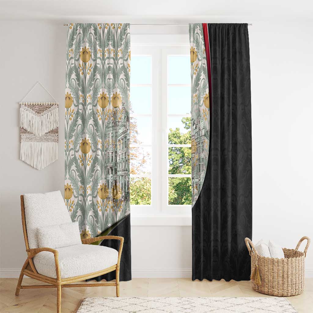 Belgium Window Curtain with Grand Place Brussels Art Nouveau Floral Spirit